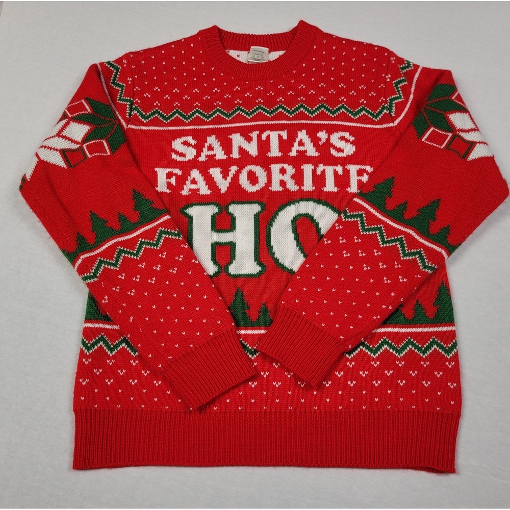 Costume Agent Adult M "Santa's Favorite HO" Red Novelty Ugly Christmas Sweater